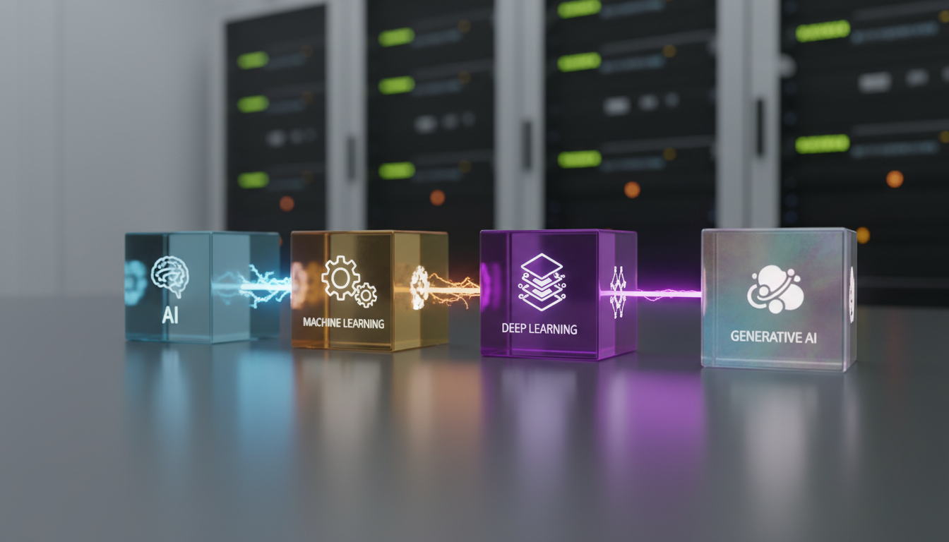 AI→機械学習→ディープラーニング→生成AIという流れで理解できます